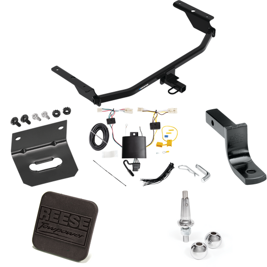 Fits 2021-2023 Hyundai Elantra Trailer Hitch Tow PKG w/ 4-Flat Wiring Harness + Draw-Bar + Interchangeable 1-7/8" & 2" Balls + Wiring Bracket + Hitch Cover (Excludes: Hybrid & N Line Models) By Reese Towpower