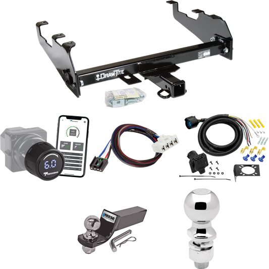 Fits 1995-2002 Dodge Ram 3500 Trailer Hitch Tow PKG w/ Tekonsha Prodigy iD Bluetooth Wireless Brake Control + Plug & Play BC Adapter + 7-Way RV Wiring + 2" & 2-5/16" Ball & Drop Mount (For w/Deep Drop Bumper Models) By Draw-Tite