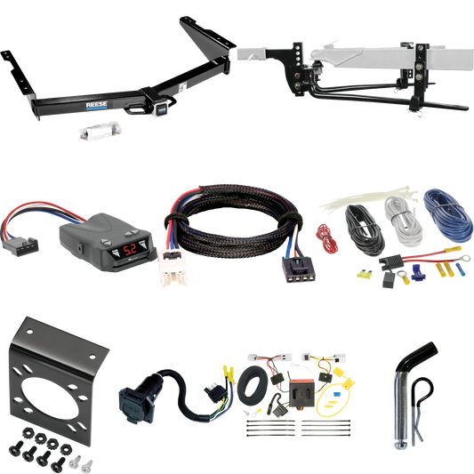 Fits 2012-2021 Nissan NV3500 Trailer Hitch Tow PKG w/ 11.5K Round Bar Weight Distribution Hitch w/ 2-5/16" Ball + Pin/Clip + Tekonsha Brakeman IV Brake Control + Plug & Play BC Adapter + 7-Way RV Wiring By Reese Towpower