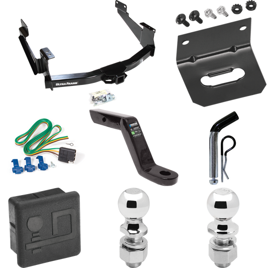 Fits 2007-2021 Toyota Tundra Trailer Hitch Tow PKG w/ 4-Flat Wiring Harness + Ball Mount w/ 6" Drop + Pin/Clip + 2" Ball + 2-5/16" Ball + Hitch Cover + Wiring Bracket (For (See Footnote CP) Models) By Draw-Tite