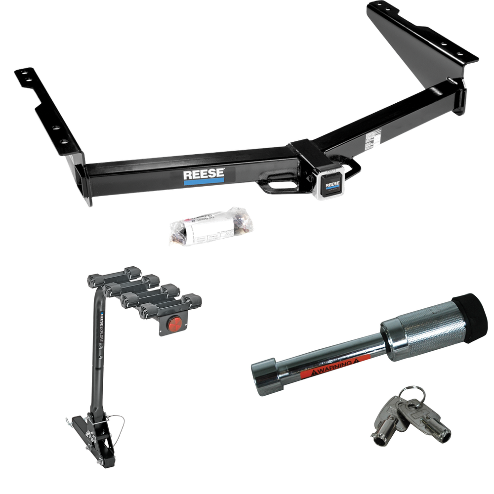 Se adapta al paquete de enganche de remolque Nissan NV1500 2013-2021 con portabicicletas para 4 bicicletas + bloqueo de enganche de Reese Towpower