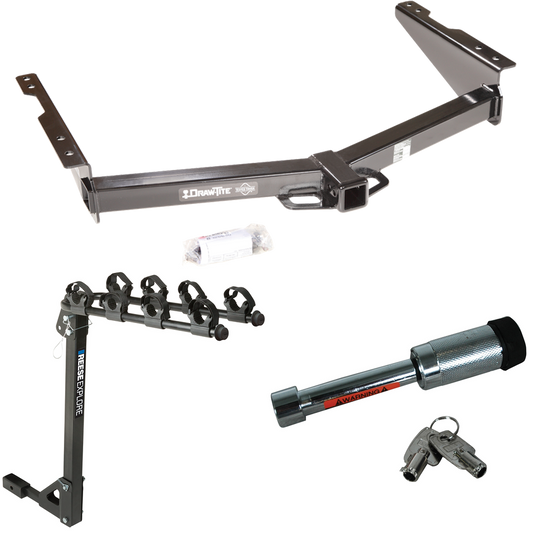 Fits 2012-2021 Nissan NV3500 Trailer Hitch Tow PKG w/ 4 Bike Carrier Rack + Hitch Lock By Draw-Tite