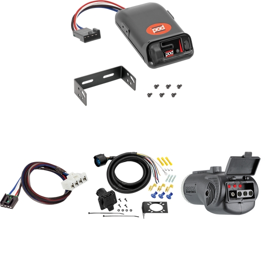 Fits 1995-2001 Dodge Ram 1500 7-Way RV Wiring + Pro Series POD Brake Control + Plug & Play BC Adapter + 2 in 1 Tester & 7-Way to 4-Way Adapter By Tow Ready