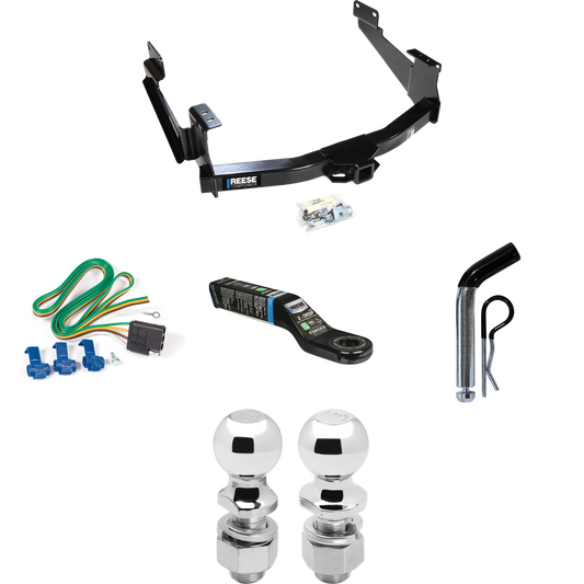 Fits 2007-2021 Toyota Tundra Trailer Hitch Tow PKG w/ 4-Flat Wiring Harness + Ball Mount w/ 2" Drop + Pin/Clip + 2" Ball + 2-5/16" Ball (For (See Footnote CP) Models) By Reese Towpower