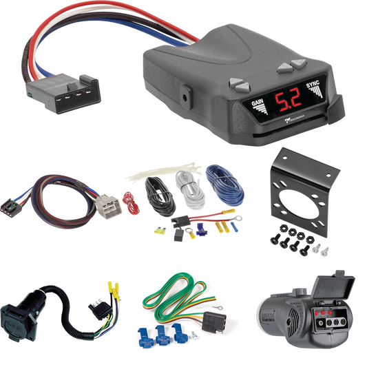 Se adapta al cableado de RV de 7 vías RAM 2500 2011-2012 + control de frenos Tekonsha Brakeman IV + adaptador BC Plug &amp; Play + probador 2 en 1 y adaptador de 7 a 4 vías de Reese Towpower