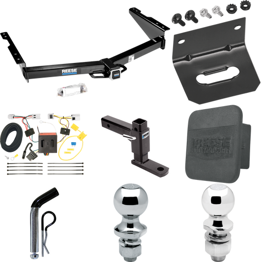 Fits 2013-2021 Nissan NV1500 Trailer Hitch Tow PKG w/ 4-Flat Wiring + Adjustable Drop Rise Ball Mount + Pin/Clip + 2" Ball + 1-7/8" Ball + Wiring Bracket + Hitch Cover By Reese Towpower