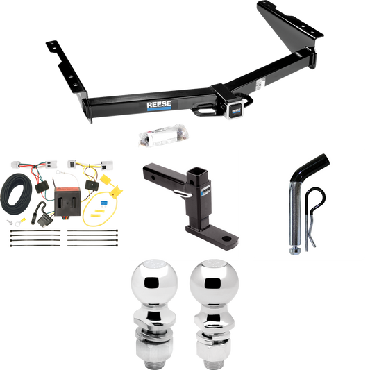 Fits 2012-2021 Nissan NV3500 Trailer Hitch Tow PKG w/ 4-Flat Wiring + Adjustable Drop Rise Ball Mount + Pin/Clip + 2" Ball + 2-5/16" Ball By Reese Towpower