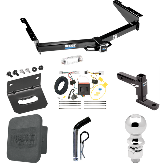 Fits 2013-2021 Nissan NV1500 Trailer Hitch Tow PKG w/ 4-Flat Wiring + Adjustable Drop Rise Ball Mount + Pin/Clip + 2-5/16" Ball + Wiring Bracket + Hitch Cover By Reese Towpower