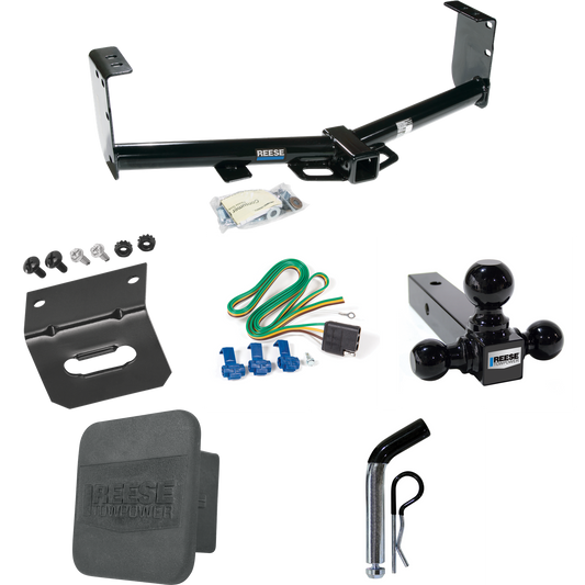 Fits 2007-2021 Toyota Tundra Trailer Hitch Tow PKG w/ 4-Flat Wiring + Triple Ball Ball Mount 1-7/8" & 2" & 2-5/16" Trailer Balls + Pin/Clip + Wiring Bracket + Hitch Cover (For (See Footnote CP) Models) By Reese Towpower