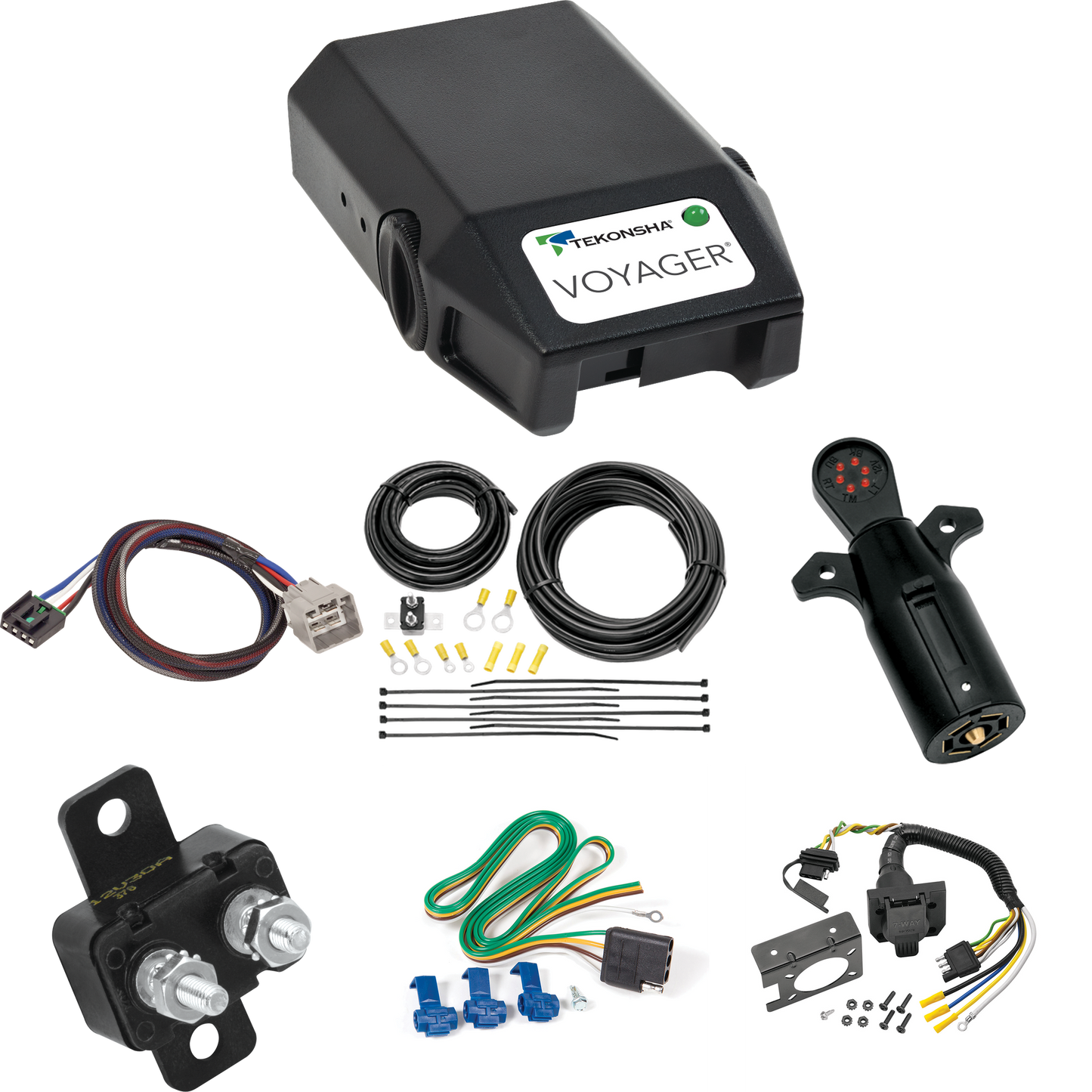 Se adapta al cableado de RV de 7 vías RAM 3500 2011-2012 + control de freno Tekonsha Voyager + adaptador BC Plug &amp; Play + probador de 7 vías de Reese Towpower