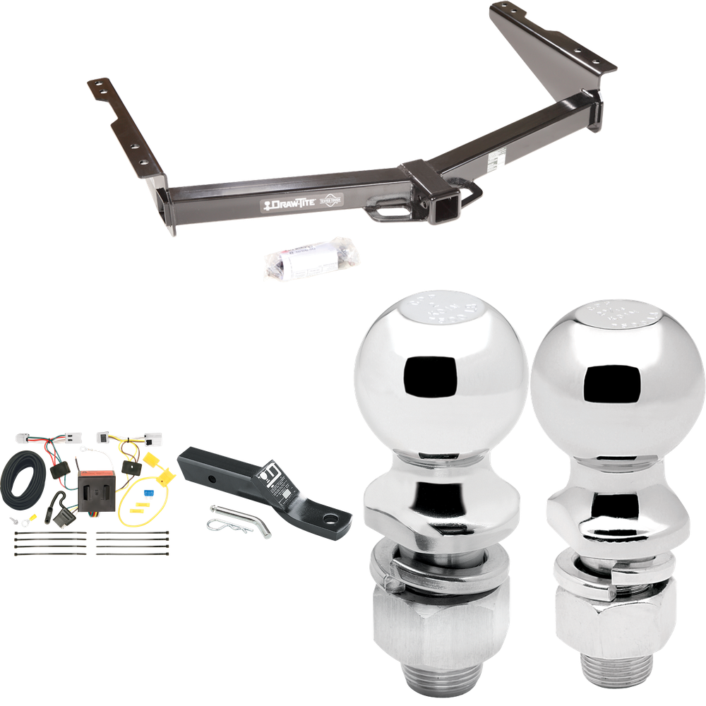 Fits 2012-2021 Nissan NV3500 Trailer Hitch Tow PKG w/ 4-Flat Wiring + Ball Mount w/ 2" Drop + 2" Ball + 2-5/16" Ball By Draw-Tite