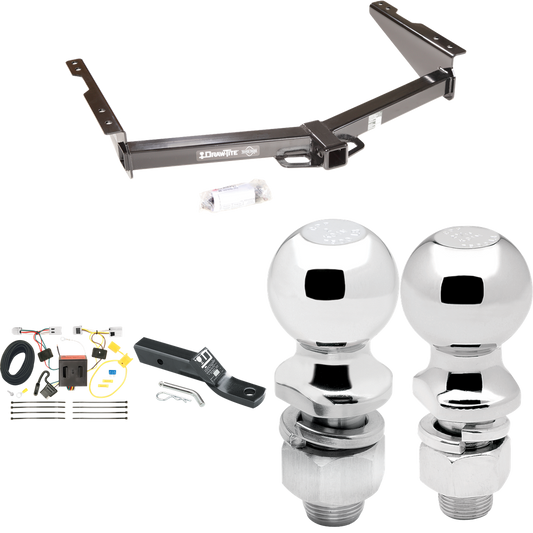 Fits 2012-2021 Nissan NV3500 Trailer Hitch Tow PKG w/ 4-Flat Wiring + Ball Mount w/ 2" Drop + 2" Ball + 2-5/16" Ball By Draw-Tite