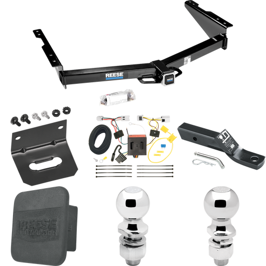 Se adapta al paquete de enganche de remolque Nissan NV3500 2012-2021 con cableado de 4 planos + soporte de bola con caída de 2" + bola de 2" + bola de 2-5/16" + soporte de cableado + cubierta de enganche de Reese Towpower