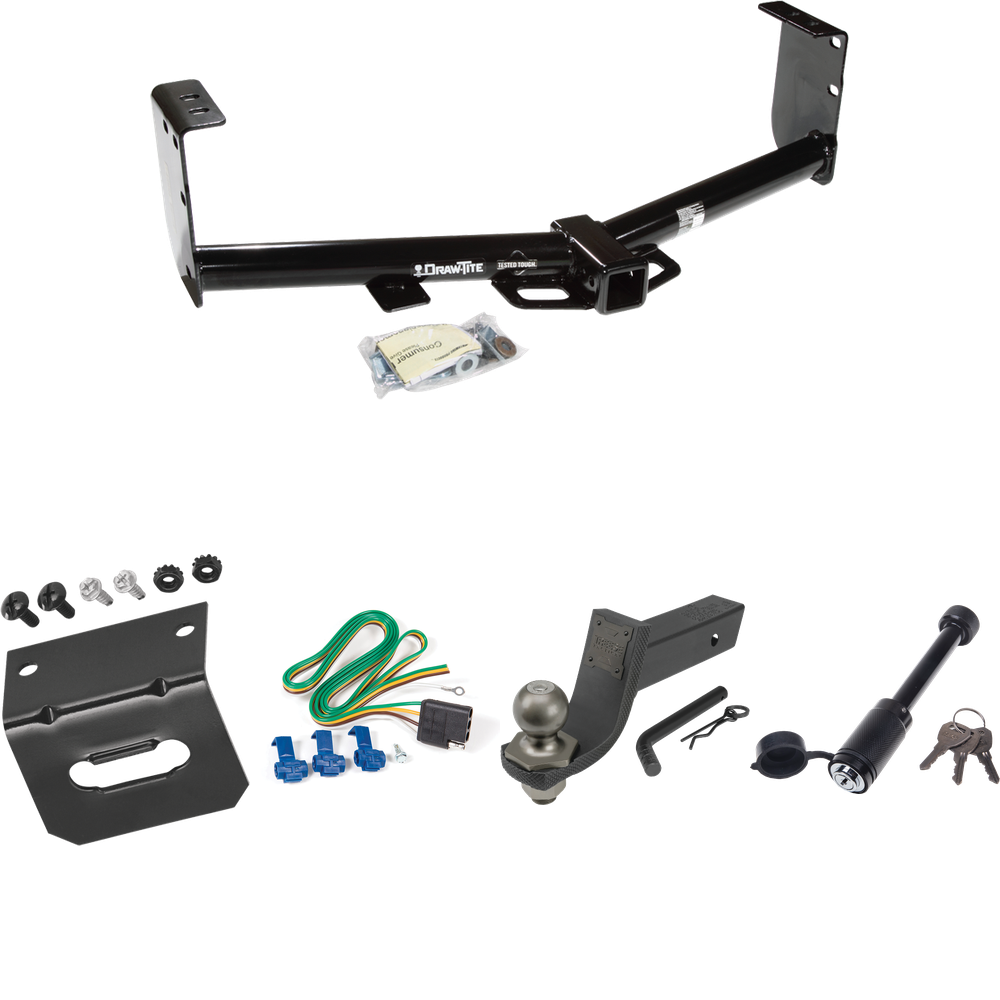 Fits 2007-2021 Toyota Tundra Trailer Hitch Tow PKG w/ 4-Flat Wiring + Interlock Tactical Starter Kit w/ 3-1/4" Drop & 2" Ball + Tactical Dogbone Lock + Wiring Bracket (For (See Footnote CP) Models) By Draw-Tite