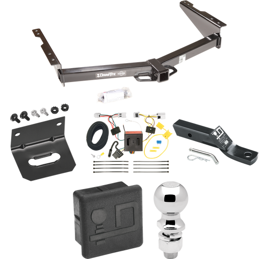 Se adapta al paquete de enganche de remolque Nissan NV1500 2013-2021 con cableado plano de 4 + soporte de bola con caída de 2" + bola de 2-5/16" + soporte de cableado + cubierta de enganche de Draw-Tite