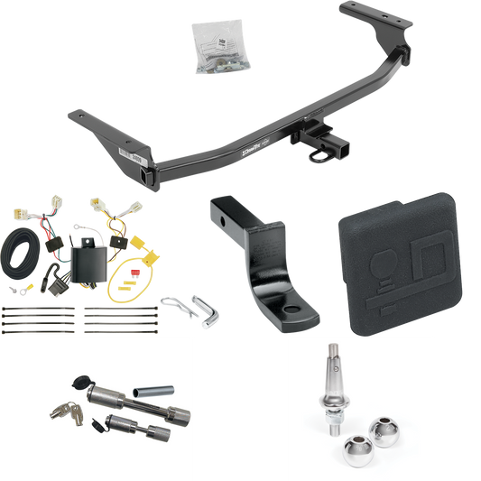 Fits 2017-2020 Hyundai Elantra Trailer Hitch Tow PKG w/ 4-Flat Wiring Harness + Draw-Bar + Interchangeable 1-7/8" & 2" Balls + Hitch Cover + Dual Hitch & Coupler Locks (Excludes: Limited & Sport Models) By Draw-Tite