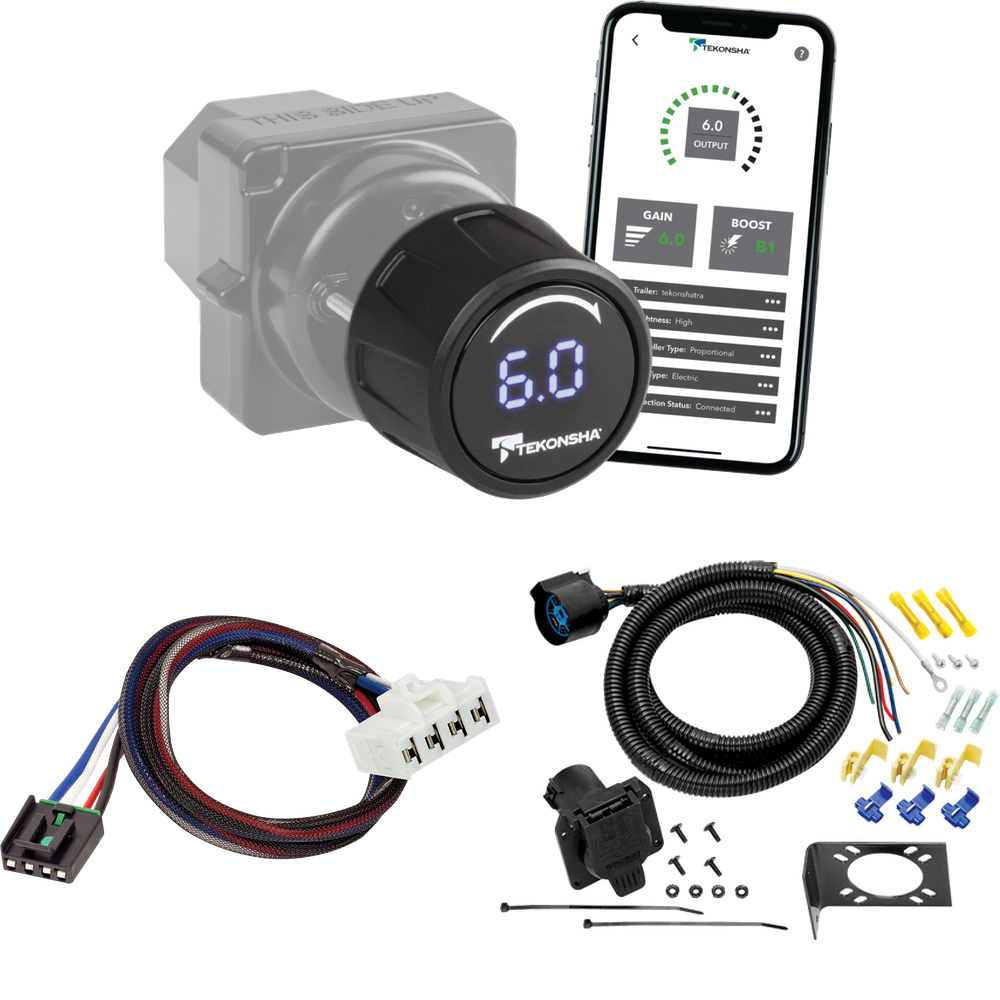 Fits 1995-2001 Dodge Ram 1500 Tekonsha Prodigy iD Bluetooth Wireless Brake Control + Plug & Play BC Adapter + 7-Way RV Wiring By Tow Ready