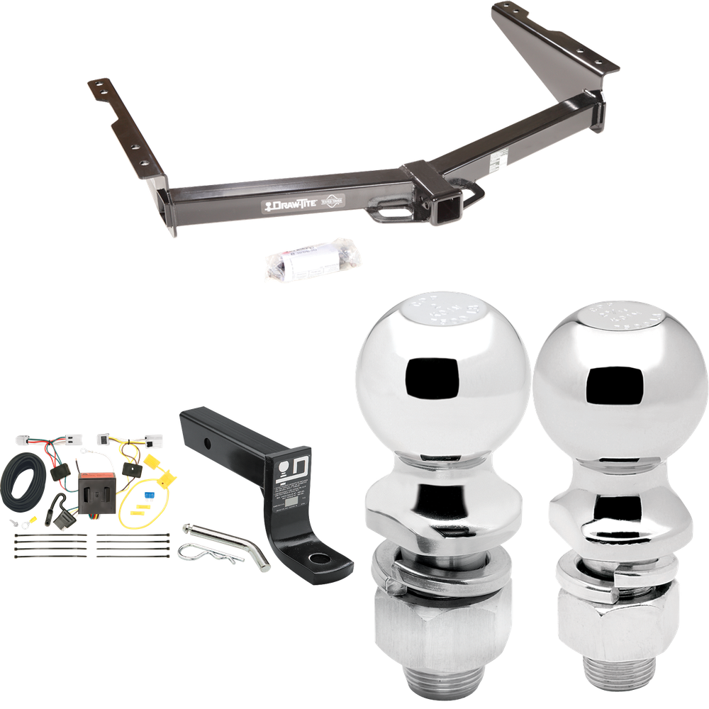 Fits 2012-2021 Nissan NV2500 Trailer Hitch Tow PKG w/ 4-Flat Wiring + Ball Mount w/ 4" Drop + 2" Ball + 2-5/16" Ball By Draw-Tite