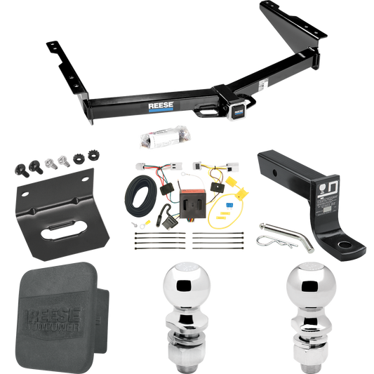 Fits 2012-2021 Nissan NV3500 Trailer Hitch Tow PKG w/ 4-Flat Wiring + Ball Mount w/ 4" Drop + 2" Ball + 2-5/16" Ball + Wiring Bracket + Hitch Cover By Reese Towpower