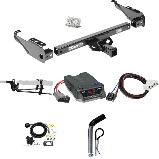 Fits 1995-2002 Dodge Ram 2500 Trailer Hitch Tow PKG w/ 11.5K Round Bar Weight Distribution Hitch w/ 2-5/16" Ball + Pin/Clip + Tekonsha BRAKE-EVN Brake Control + Plug & Play BC Adapter + 7-Way RV Wiring By Draw-Tite