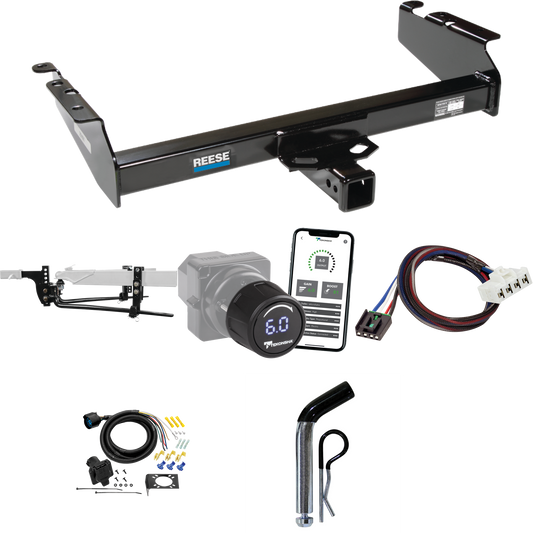 Fits 1995-2001 Dodge Ram 1500 Trailer Hitch Tow PKG w/ 11.5K Round Bar Weight Distribution Hitch w/ 2-5/16" Ball + Pin/Clip + Tekonsha Prodigy iD Bluetooth Wireless Brake Control + Plug & Play BC Adapter + 7-Way RV Wiring By Reese Towpower