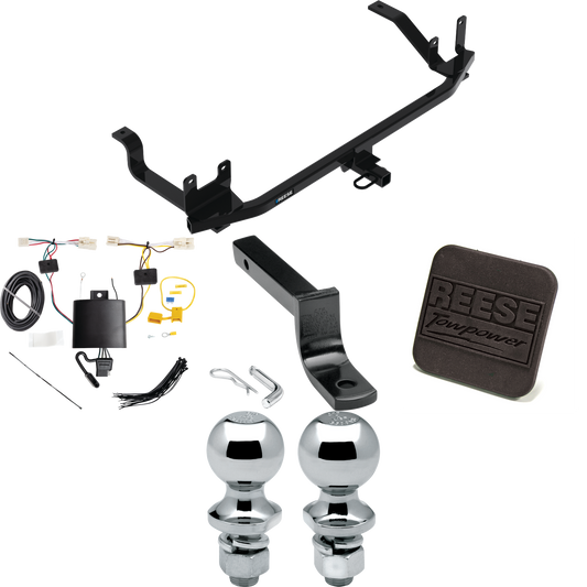 Fits 2021-2023 Hyundai Elantra Trailer Hitch Tow PKG w/ 4-Flat Wiring Harness + Draw-Bar + 1-7/8" + 2" Ball + Hitch Cover (For Hybrid Models) By Reese Towpower