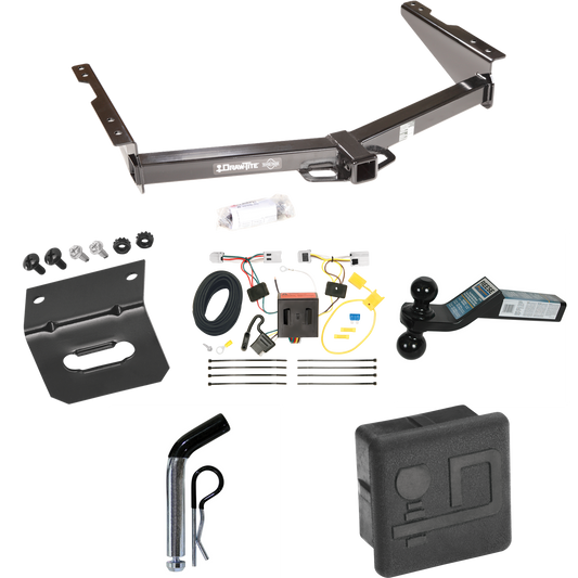 Fits 2012-2021 Nissan NV3500 Trailer Hitch Tow PKG w/ 4-Flat Wiring + Dual Ball Ball Mount 2" & 2-5/16" Trailer Balls + Pin/Clip + Wiring Bracket + Hitch Cover By Draw-Tite