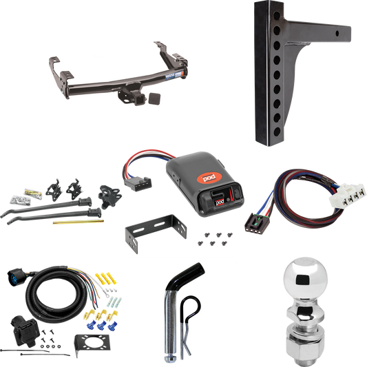 Fits 1995-2002 Dodge Ram 3500 Trailer Hitch Tow PKG w/ 12K Trunnion Bar Weight Distribution Hitch + Pin/Clip + 2-5/16" Ball + Pro Series POD Brake Control + Plug & Play BC Adapter + 7-Way RV Wiring By Reese Towpower