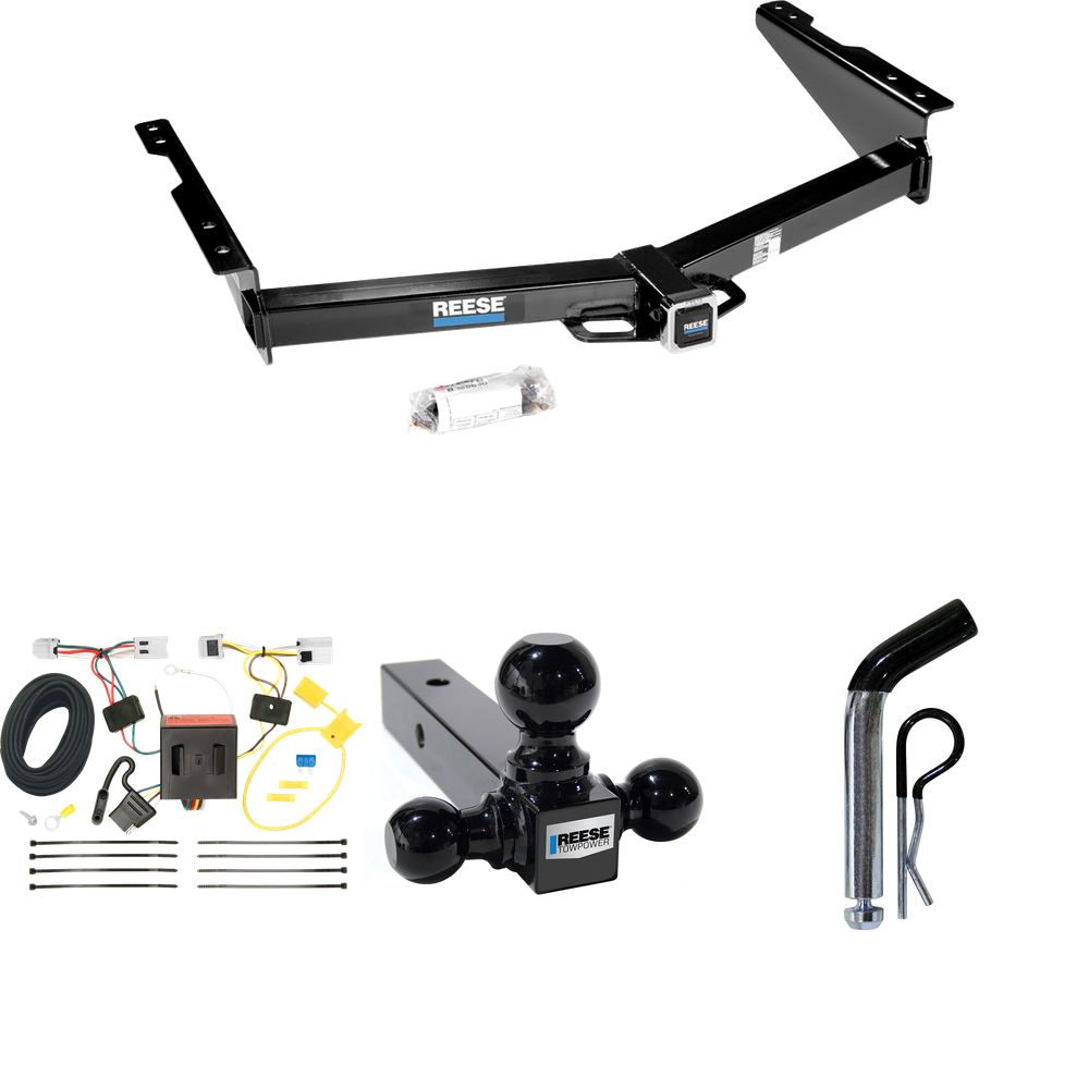 Fits 2012-2021 Nissan NV2500 Trailer Hitch Tow PKG w/ 4-Flat Wiring + Triple Ball Ball Mount 1-7/8" & 2" & 2-5/16" Trailer Balls + Pin/Clip By Reese Towpower