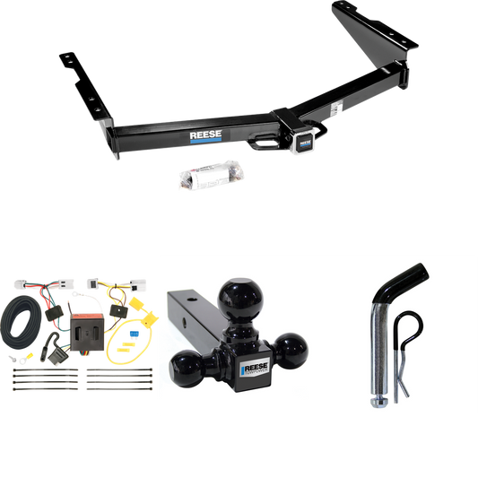 Fits 2012-2021 Nissan NV2500 Trailer Hitch Tow PKG w/ 4-Flat Wiring + Triple Ball Ball Mount 1-7/8" & 2" & 2-5/16" Trailer Balls + Pin/Clip By Reese Towpower