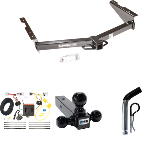 Se adapta al paquete de enganche de remolque Nissan NV3500 2012-2021 con 4 cables planos + soporte de bola triple de bolas de remolque de 1-7/8" y 2" y 2-5/16" + pasador/clip de Draw-Tite