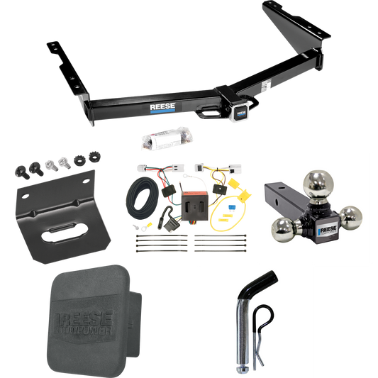 Fits 2012-2021 Nissan NV2500 Trailer Hitch Tow PKG w/ 4-Flat Wiring + Triple Ball Ball Mount 1-7/8" & 2" & 2-5/16" Trailer Balls + Pin/Clip + Wiring Bracket + Hitch Cover By Reese Towpower