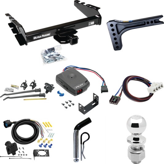 Fits 1995-2002 Dodge Ram 2500 Trailer Hitch Tow PKG w/ 15K Trunnion Bar Weight Distribution Hitch + Pin/Clip + 2-5/16" Ball + Pro Series Pilot Brake Control + Plug & Play BC Adapter + 7-Way RV Wiring By Draw-Tite