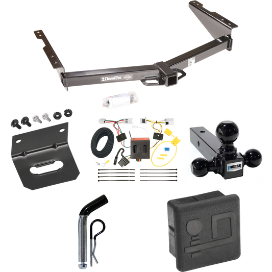 Fits 2012-2021 Nissan NV3500 Trailer Hitch Tow PKG w/ 4-Flat Wiring + Triple Ball Ball Mount 1-7/8" & 2" & 2-5/16" Trailer Balls + Pin/Clip + Wiring Bracket + Hitch Cover By Draw-Tite