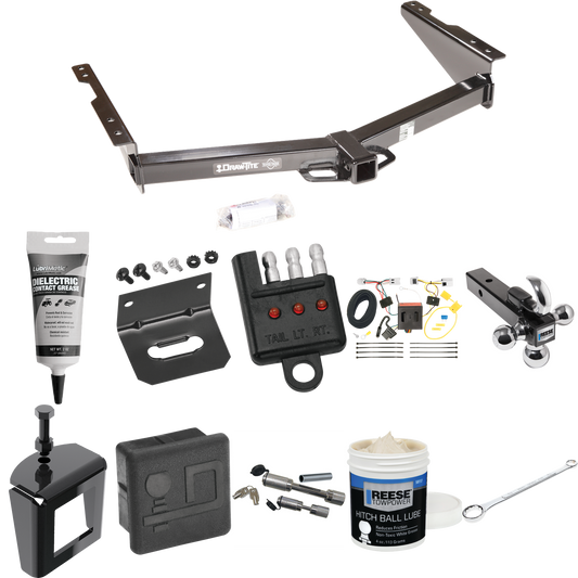 Fits 2013-2021 Nissan NV1500 Trailer Hitch Tow PKG w/ 4-Flat Wiring + Triple Ball Ball Mount 1-7/8" & 2" & 2-5/16" Trailer Balls w/ Tow Hook + Wiring Bracket + Hitch Cover + Dual Hitch & Coupler Locks + Wiring Tester + Ball Lube + Electric Grease + B