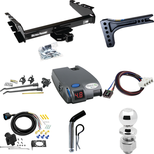 Fits 1995-2001 Dodge Ram 1500 Trailer Hitch Tow PKG w/ 15K Trunnion Bar Weight Distribution Hitch + Pin/Clip + 2-5/16" Ball + Tekonsha Primus IQ Brake Control + Plug & Play BC Adapter + 7-Way RV Wiring By Draw-Tite