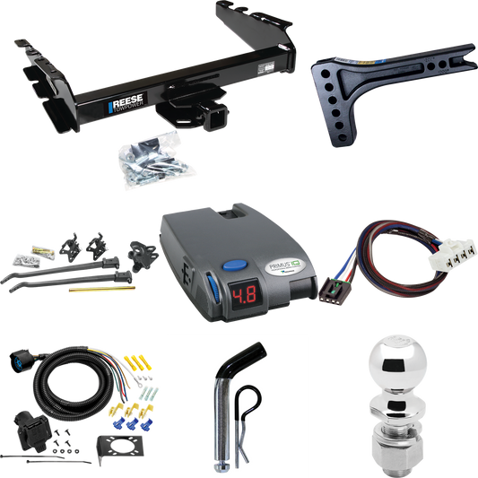 Fits 1995-2002 Dodge Ram 2500 Trailer Hitch Tow PKG w/ 15K Trunnion Bar Weight Distribution Hitch + Pin/Clip + 2-5/16" Ball + Tekonsha Primus IQ Brake Control + Plug & Play BC Adapter + 7-Way RV Wiring By Reese Towpower