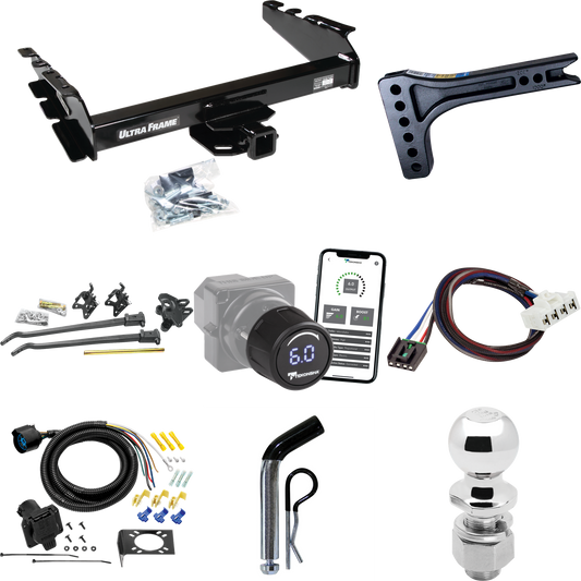 Fits 1995-2002 Dodge Ram 2500 Trailer Hitch Tow PKG w/ 15K Trunnion Bar Weight Distribution Hitch + Pin/Clip + 2-5/16" Ball + Tekonsha Prodigy iD Bluetooth Wireless Brake Control + Plug & Play BC Adapter + 7-Way RV Wiring By Draw-Tite