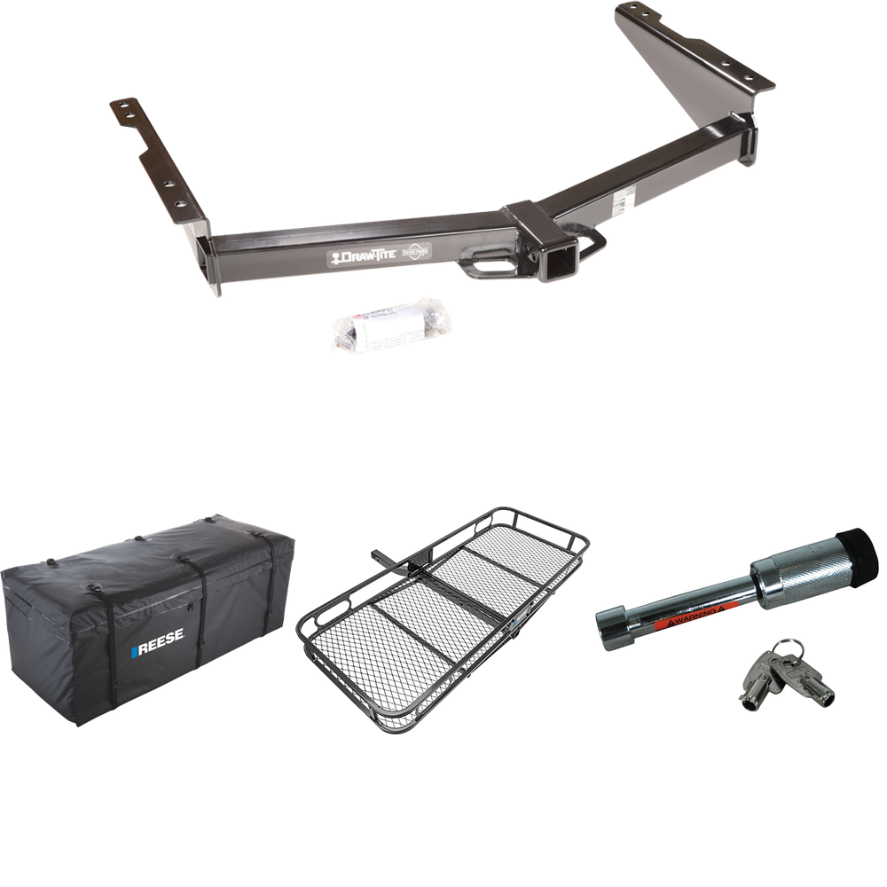 Fits 2012-2021 Nissan NV3500 Trailer Hitch Tow PKG w/ 60" x 24" Cargo Carrier + Cargo Bag + Hitch Lock By Draw-Tite