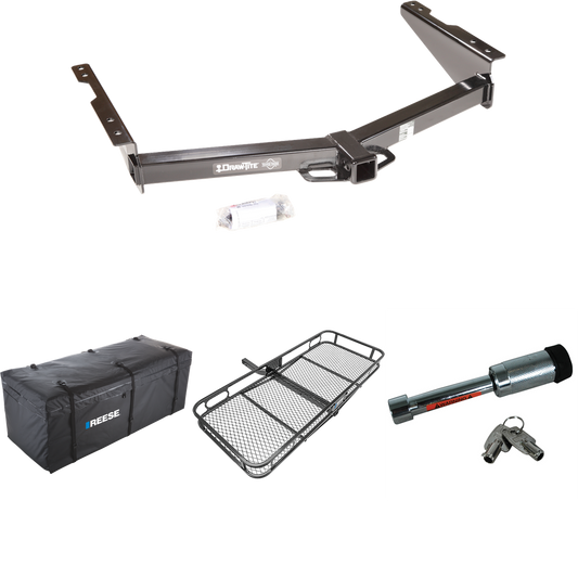 Fits 2012-2021 Nissan NV3500 Trailer Hitch Tow PKG w/ 60" x 24" Cargo Carrier + Cargo Bag + Hitch Lock By Draw-Tite