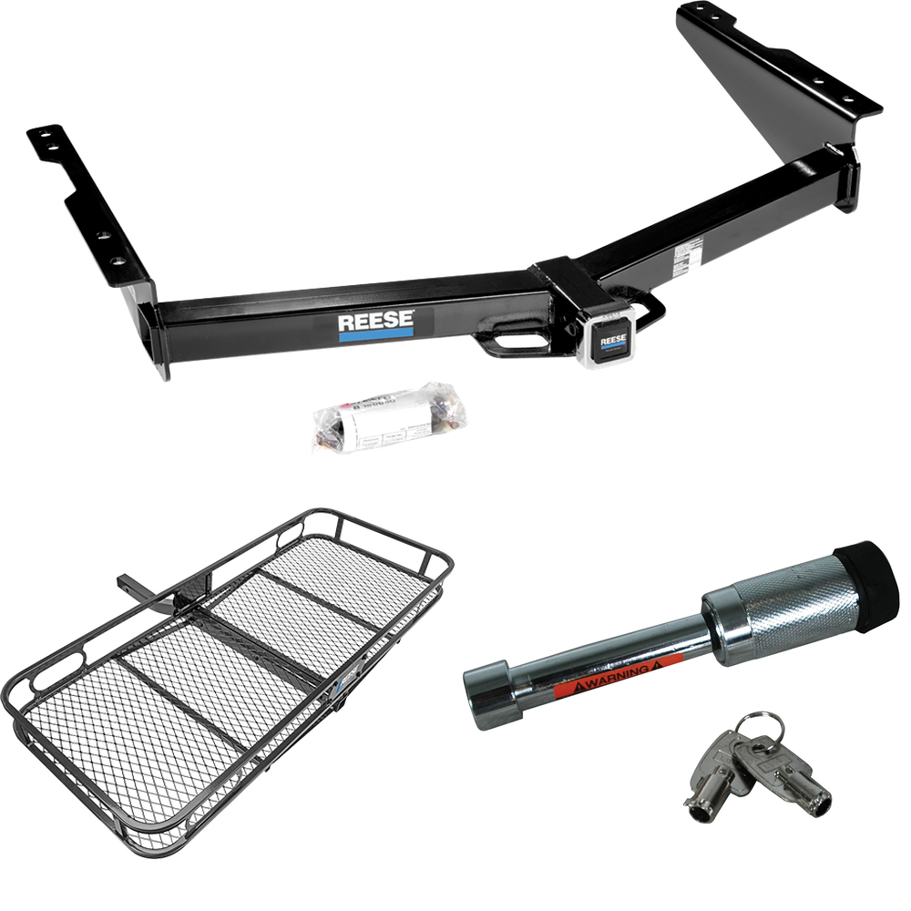 Fits 2012-2021 Nissan NV3500 Trailer Hitch Tow PKG w/ 60" x 24" Cargo Carrier + Hitch Lock By Reese Towpower