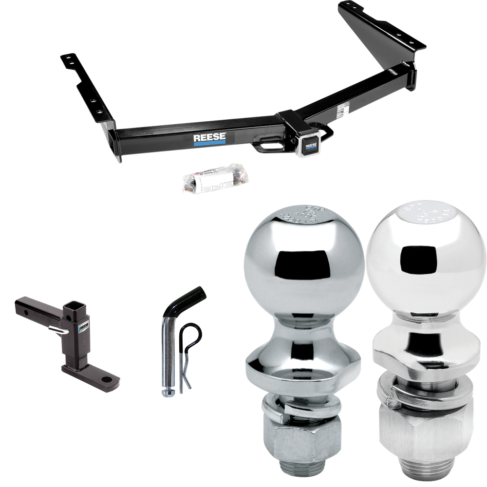 Fits 2013-2021 Nissan NV1500 Trailer Hitch Tow PKG w/ Adjustable Drop Rise Ball Mount + Pin/Clip + 2" Ball + 1-7/8" Ball By Reese Towpower