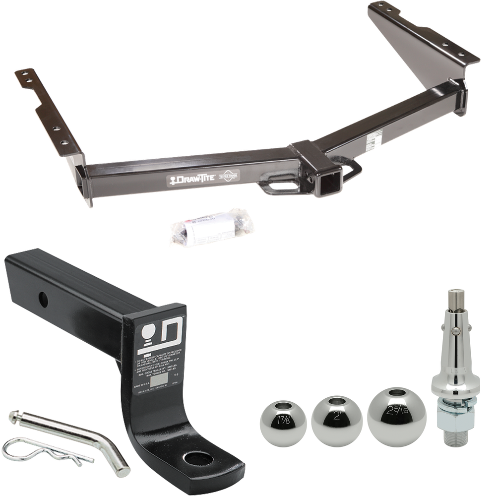 Fits 2012-2021 Nissan NV2500 Trailer Hitch Tow PKG w/ Ball Mount w/ 4" Drop + Interchangeable Ball 1-7/8" & 2" & 2-5/16" By Draw-Tite