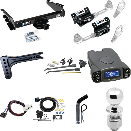 Fits 1995-2002 Dodge Ram 3500 Trailer Hitch Tow PKG w/ 15K Trunnion Bar Weight Distribution Hitch + Pin/Clip + Dual Cam Sway Control + 2-5/16" Ball + Tekonsha Prodigy P3 Brake Control + Plug & Play BC Adapter + 7-Way RV Wiring By Reese Towpower