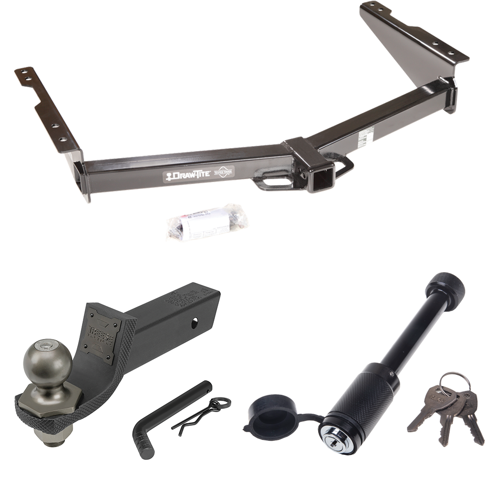 Fits 2012-2021 Nissan NV2500 Trailer Hitch Tow PKG + Interlock Tactical Starter Kit w/ 2" Drop & 2" Ball + Tactical Dogbone Lock By Draw-Tite