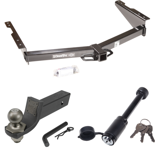 Fits 2012-2021 Nissan NV2500 Trailer Hitch Tow PKG + Interlock Tactical Starter Kit w/ 2" Drop & 2" Ball + Tactical Dogbone Lock By Draw-Tite