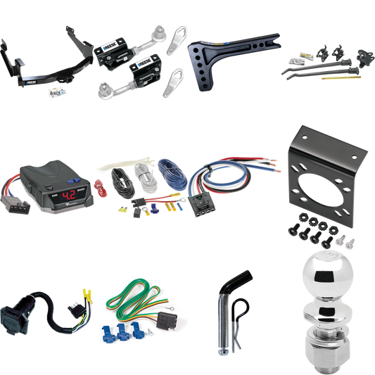 Fits 2018-2021 Toyota Tundra Trailer Hitch Tow PKG w/ 15K Trunnion Bar Weight Distribution Hitch + Pin/Clip + Dual Cam Sway Control + 2-5/16" Ball + Tekonsha BRAKE-EVN Brake Control + Generic BC Wiring Adapter + 7-Way RV Wiring (For (See Footnote CP)