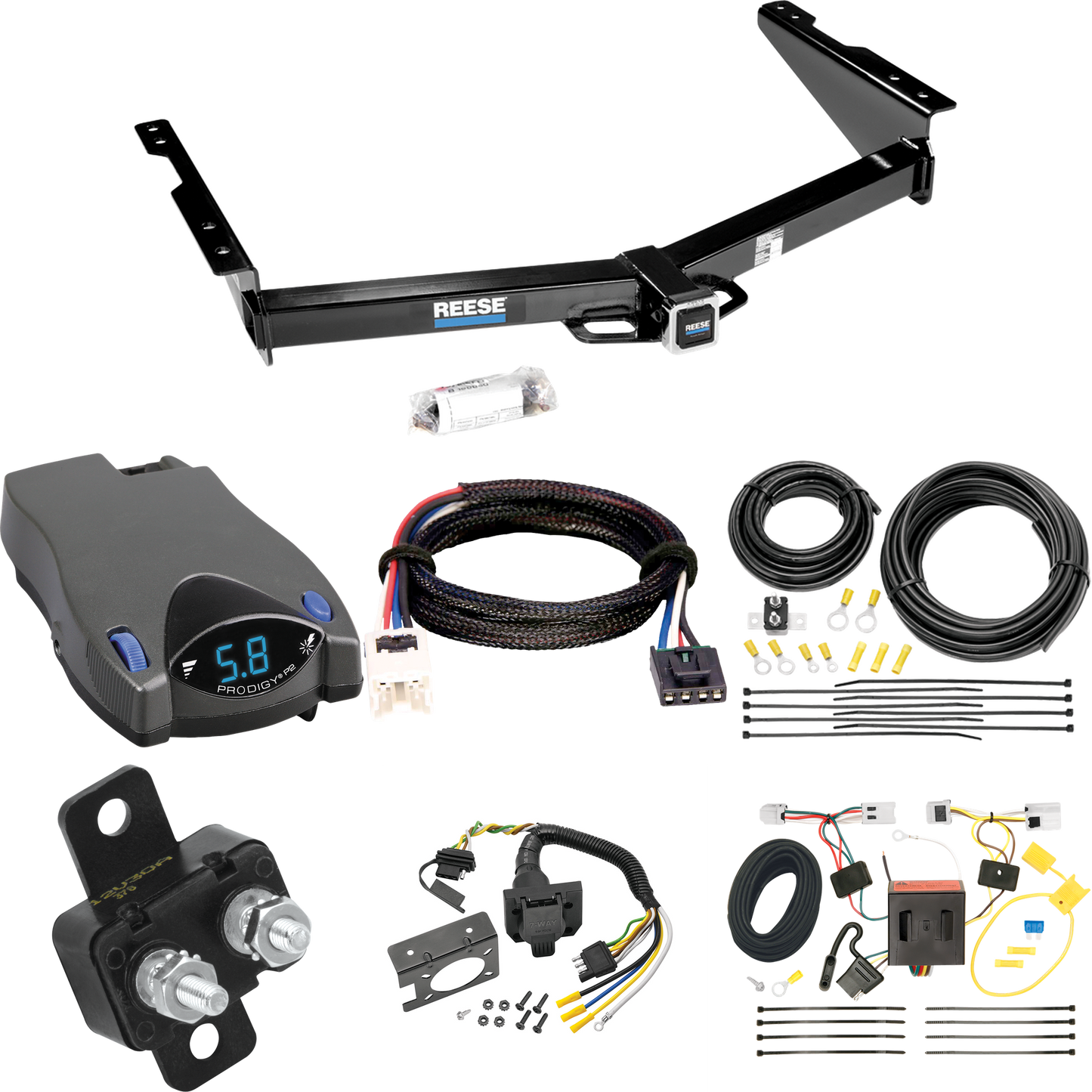 Fits 2012-2021 Nissan NV2500 Trailer Hitch Tow PKG w/ Tekonsha Prodigy P2 Brake Control + Plug & Play BC Adapter + 7-Way RV Wiring By Reese Towpower