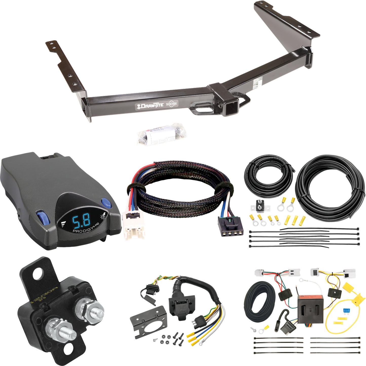 Fits 2012-2021 Nissan NV2500 Trailer Hitch Tow PKG w/ Tekonsha Prodigy P2 Brake Control + Plug & Play BC Adapter + 7-Way RV Wiring By Draw-Tite