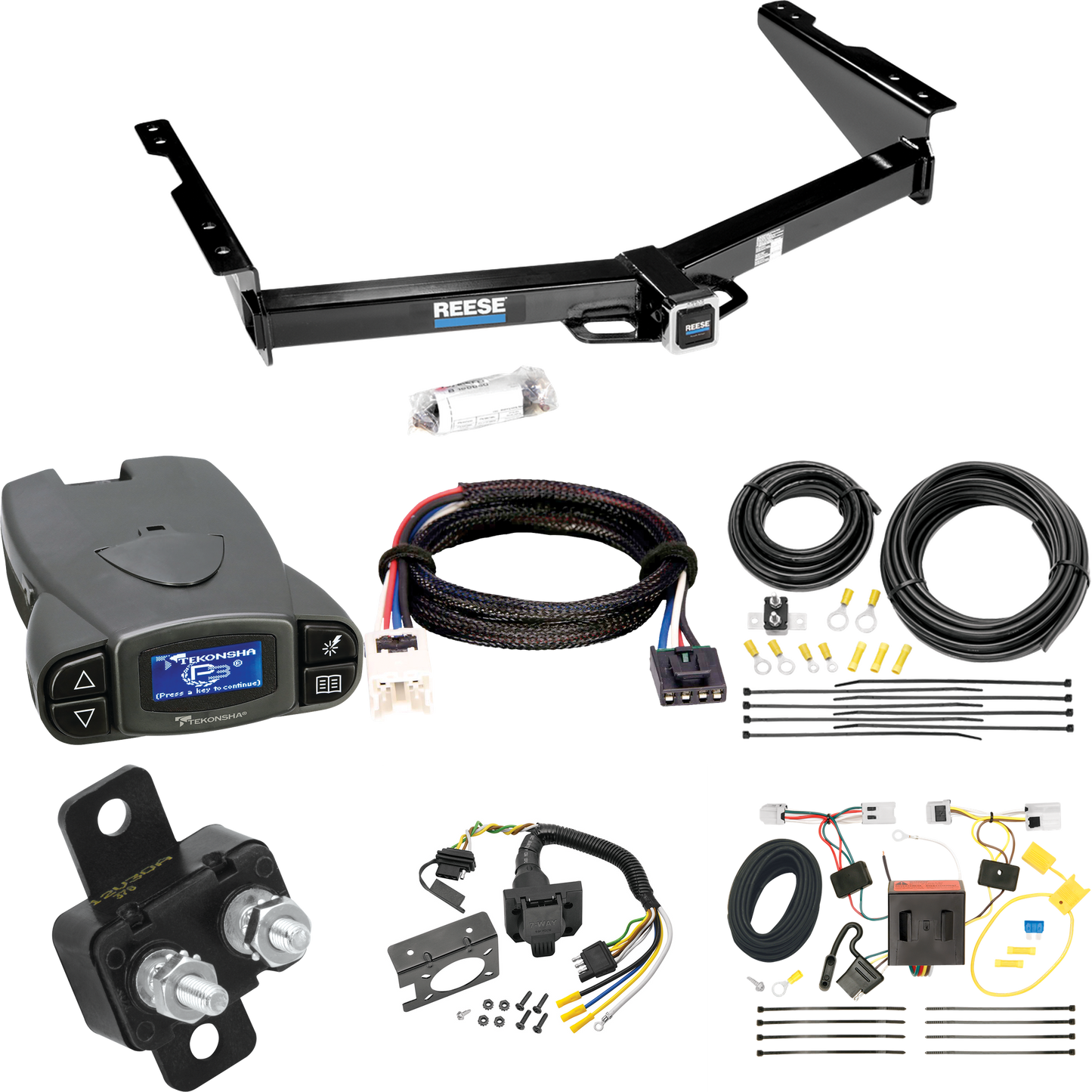 Se adapta al paquete de enganche de remolque Nissan NV1500 2013-2021 con control de freno Tekonsha Prodigy P3 + adaptador BC Plug &amp; Play + cableado RV de 7 vías de Reese Towpower